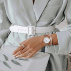 Iconic Unisex Quartz White Dial Analog Stainless Steel Watch DW00100209K
