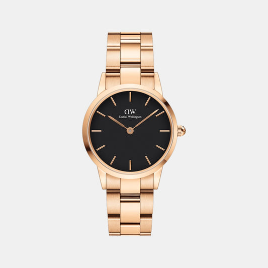Iconic Women Quartz Black Dial Analog Stainless Steel Watch DW00100214K