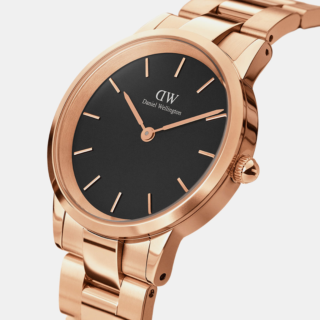 Iconic Women Quartz Black Dial Analog Stainless Steel Watch DW00100214K