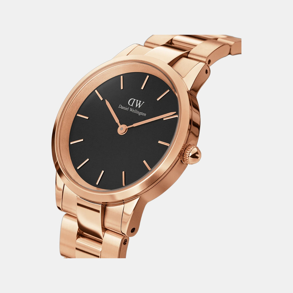 Iconic Women Quartz Black Dial Analog Stainless Steel Watch DW00100214K