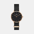 Petite Women Quartz Black Dial Analog Stainless Steel Watch DW00100215K