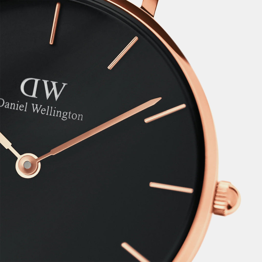 Petite Women Quartz Black Dial Analog Stainless Steel Watch DW00100215K
