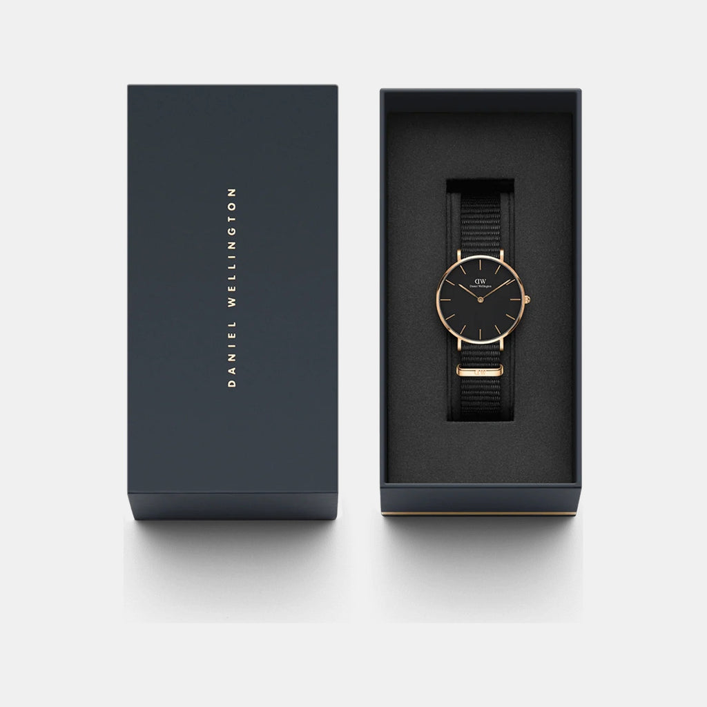 Petite Women Quartz Black Dial Analog Stainless Steel Watch DW00100215K