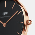 Petite Women Quartz Black Dial Analog Stainless Steel Watch DW00100215K