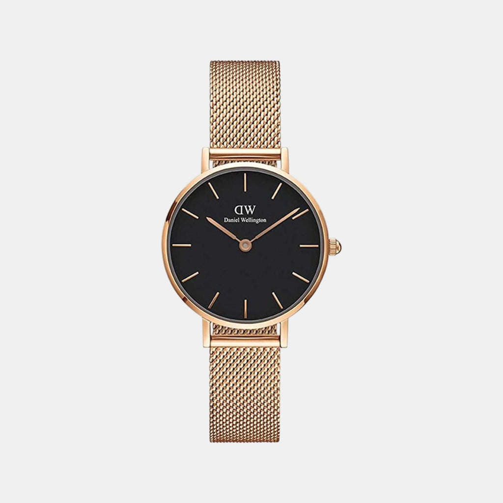 Petite Women Quartz Black Dial Analog Stainless Steel Watch DW00100217