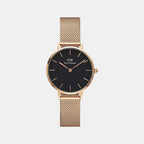 Petite Women Quartz Black Dial Analog Stainless Steel Watch DW00100217