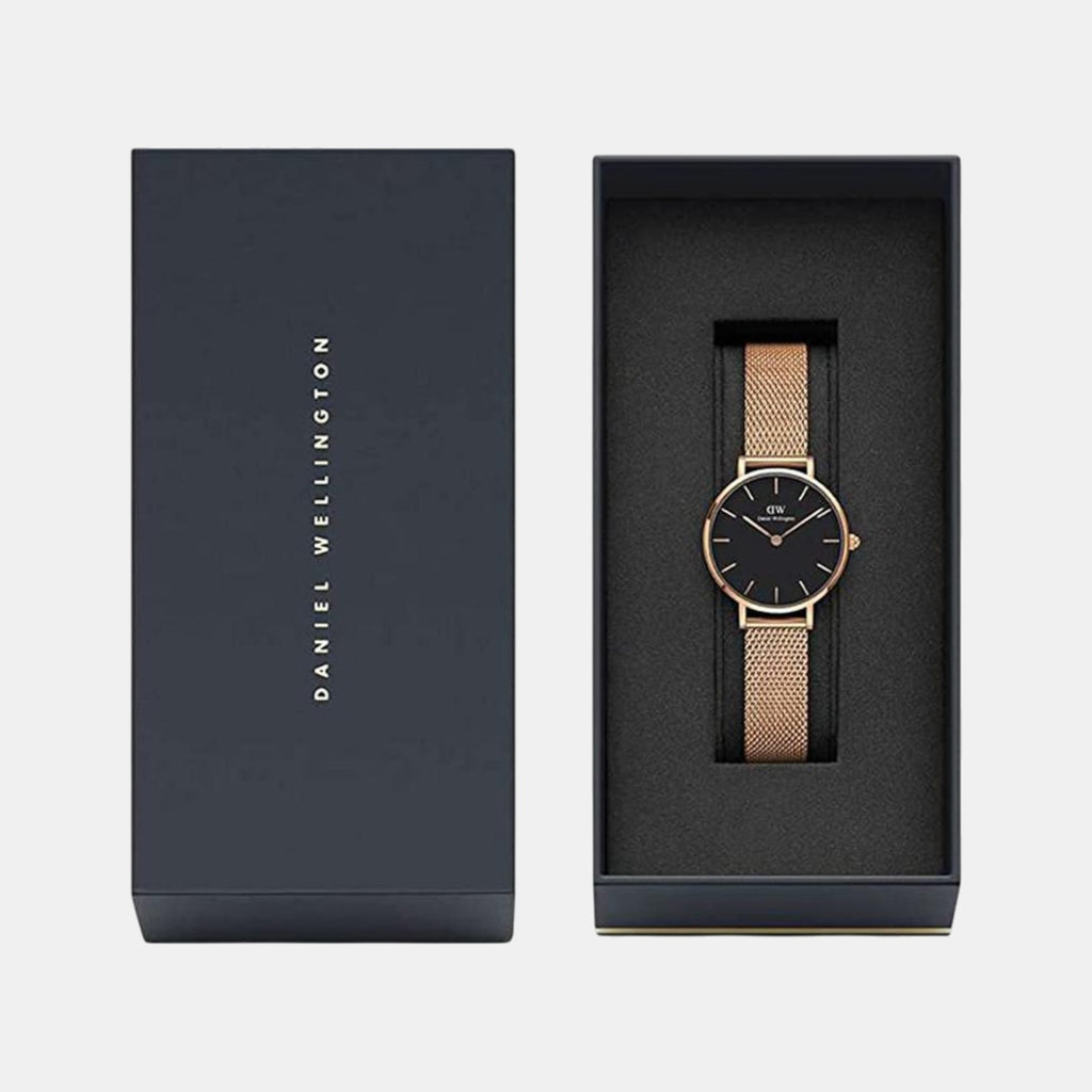 Petite Women Quartz Black Dial Analog Stainless Steel Watch DW00100217