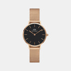 Petite Women Quartz Black Dial Analog Stainless Steel Watch DW00100217K