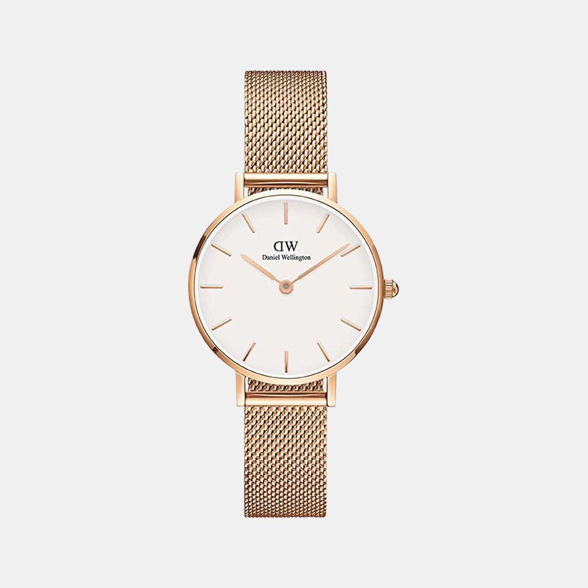Petite Women Quartz White Dial Analog Mesh Watch DW00100219K
