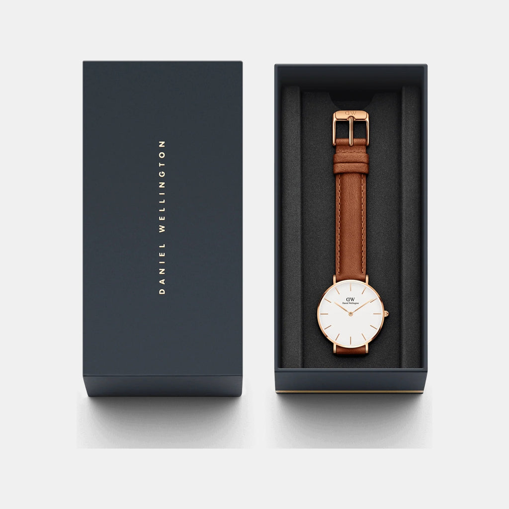 Petite Women Quartz Eggshell White Dial Analog Leather Watch DW00100228K