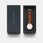 Petite Women Quartz Eggshell White Dial Analog Leather Watch DW00100228K