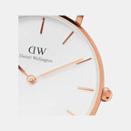 Petite Women Quartz White Dial Analog Stainless Steel Watch DW00100230K