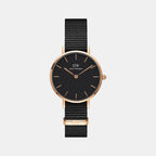 Petite Women Quartz Black Dial Analog Stainless Steel Watch DW00100247