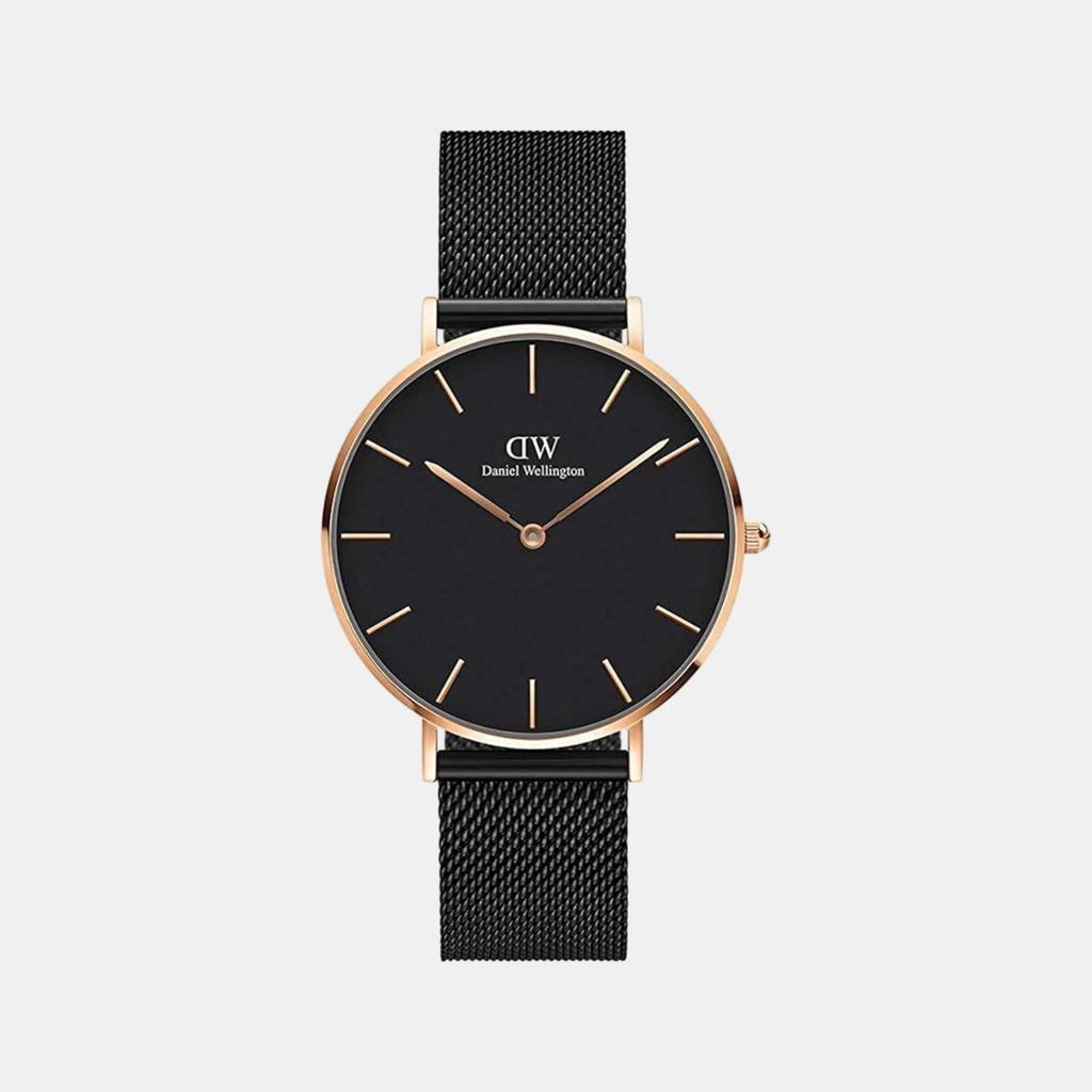 Petite Women Quartz Black Dial Analog Stainless Steel Watch DW00100307