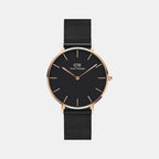 Petite Women Quartz Black Dial Analog Stainless Steel Watch DW00100307