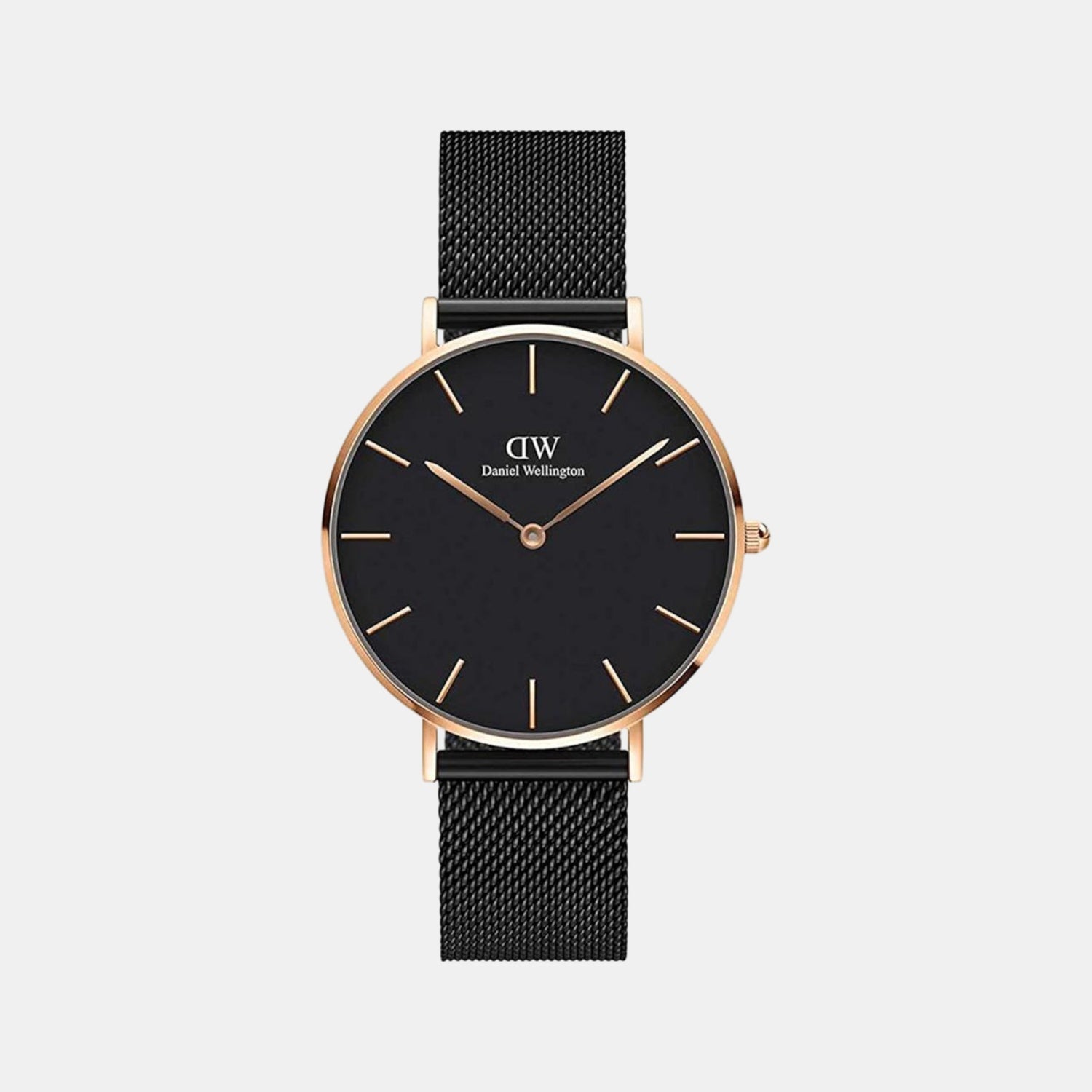 Petite Women Quartz Black Dial Analog Stainless Steel Watch DW00100307