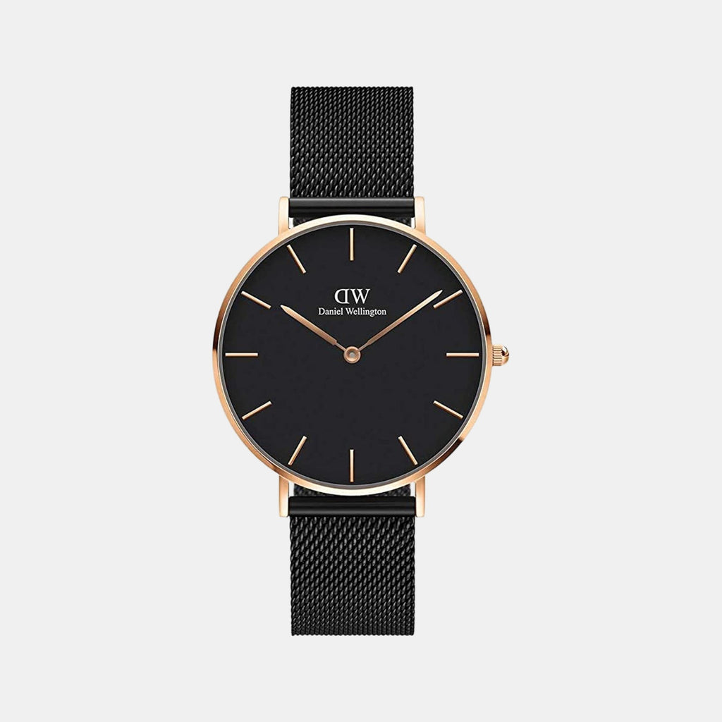 Petite Unisex Quartz Black Dial Analog Stainless Steel Watch DW00100307K