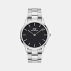 Iconic Men Quartz Black Dial Analog Stainless Steel Watch DW00100342K
