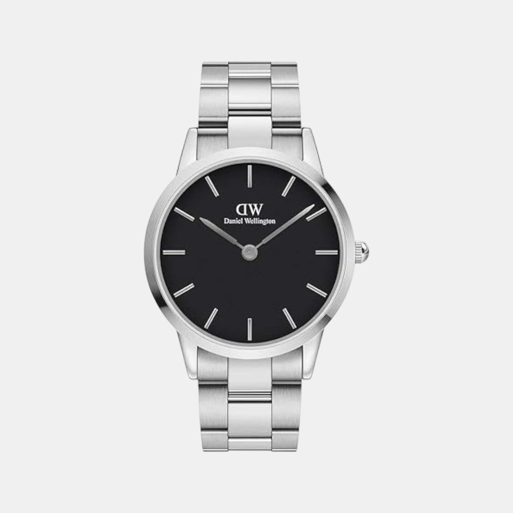 Iconic Men Quartz Black Dial Analog Stainless Steel Watch DW00100342K