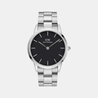 Iconic Men Quartz Black Dial Analog Stainless Steel Watch DW00100342