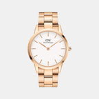 Iconic Link Men Quartz White Dial Analog Stainless Steel Watch DW00100343K