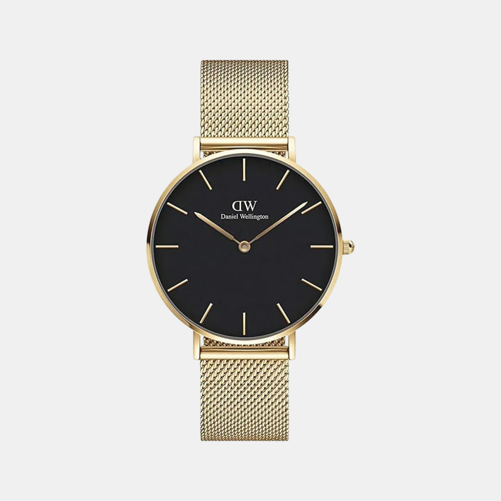 Petite Women Quartz Black Dial Analog Stainless Steel Watch DW00100345