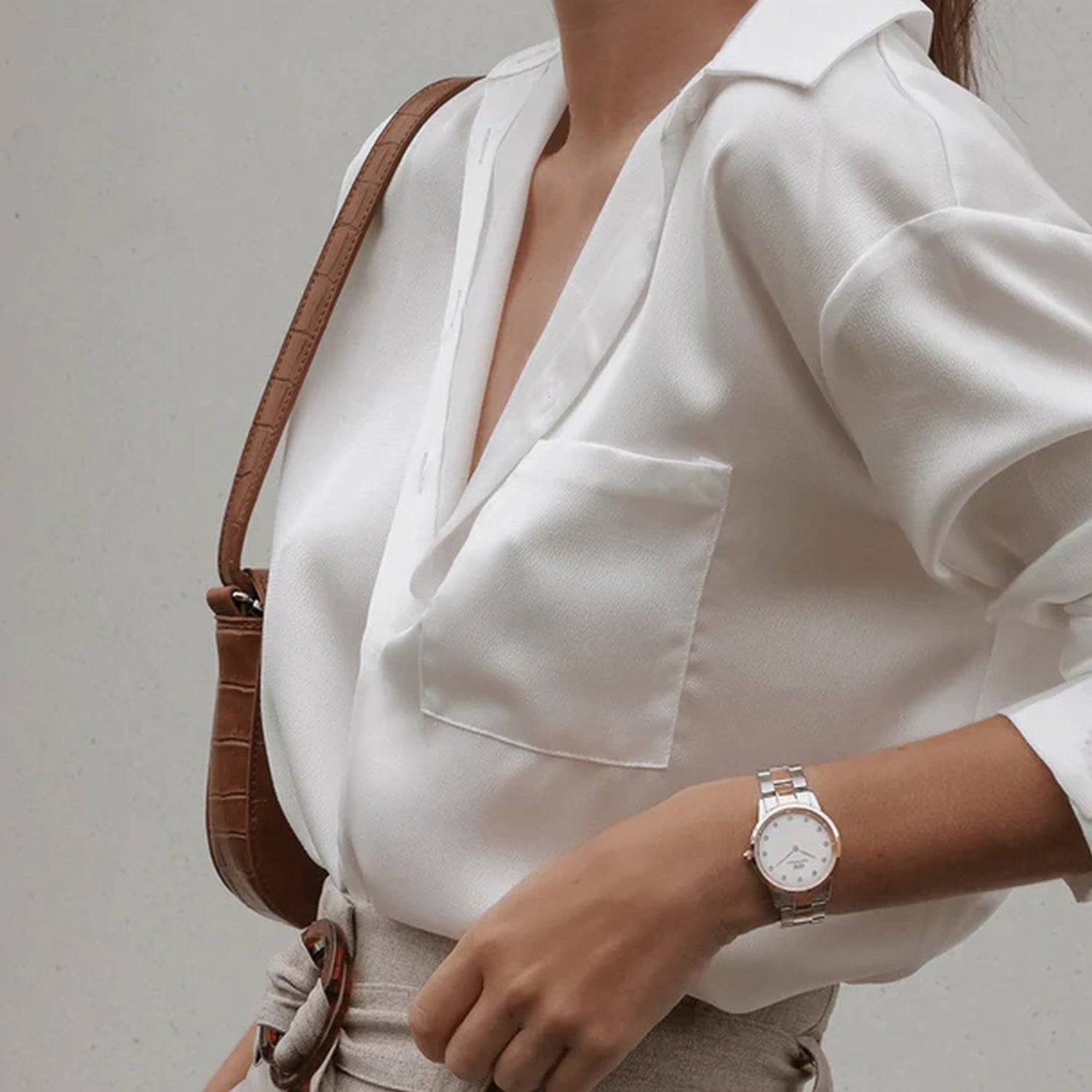 Iconic Women Quartz White Dial Analog Stainless Steel Watch DW00100359