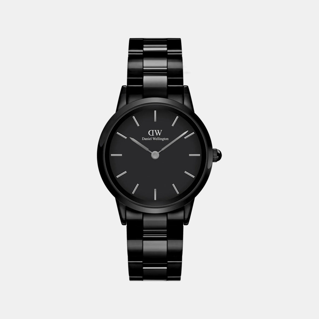 Iconic Women Quartz Black Dial Analog Stainless Steel Watch DW00100415