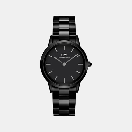 Iconic Women Quartz Black Dial Analog Stainless Steel Watch DW00100415