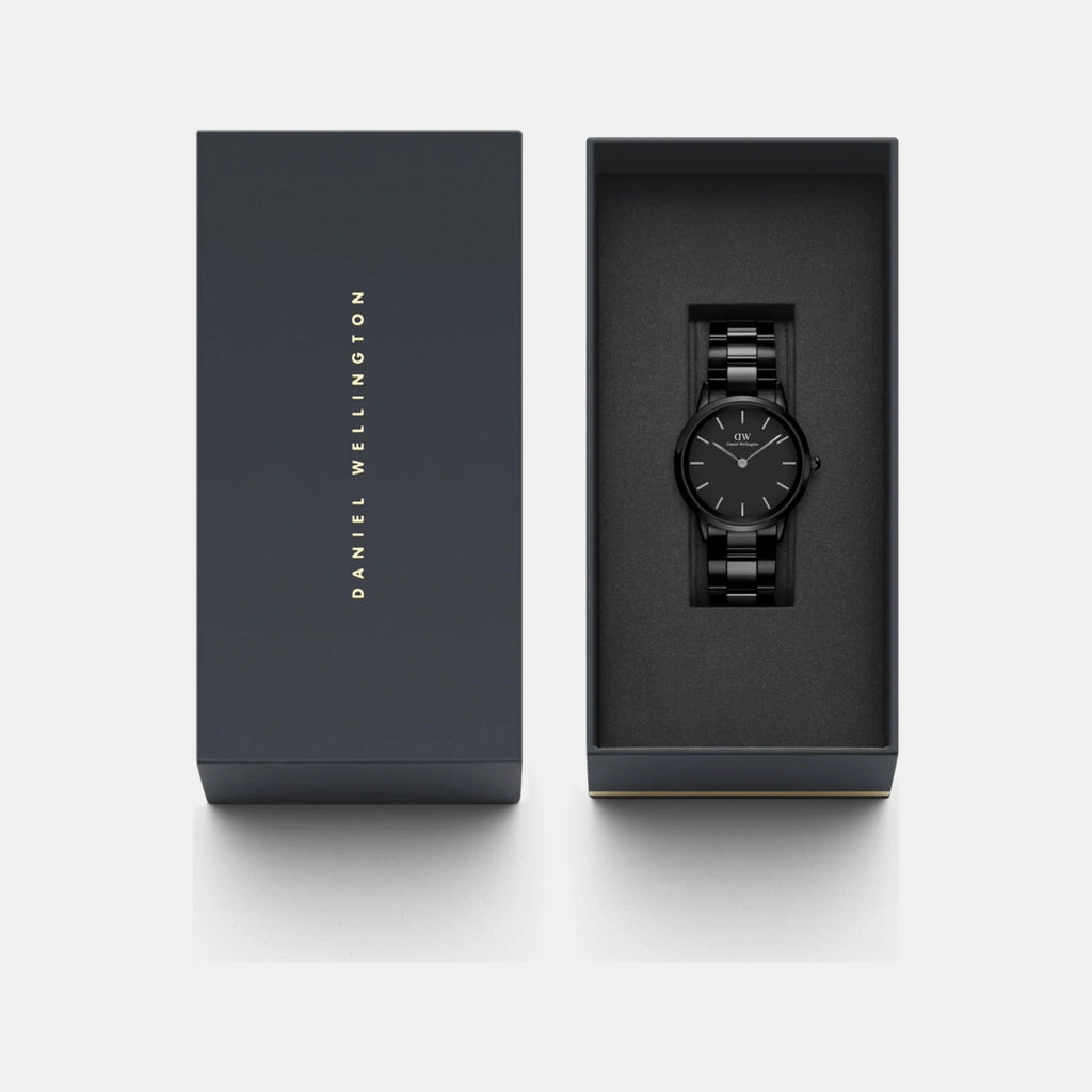 Iconic Women Quartz Black Dial Analog Stainless Steel Watch DW00100415