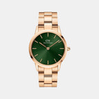 Iconic Men Quartz Green Dial Analog Stainless Steel Watch DW00100419