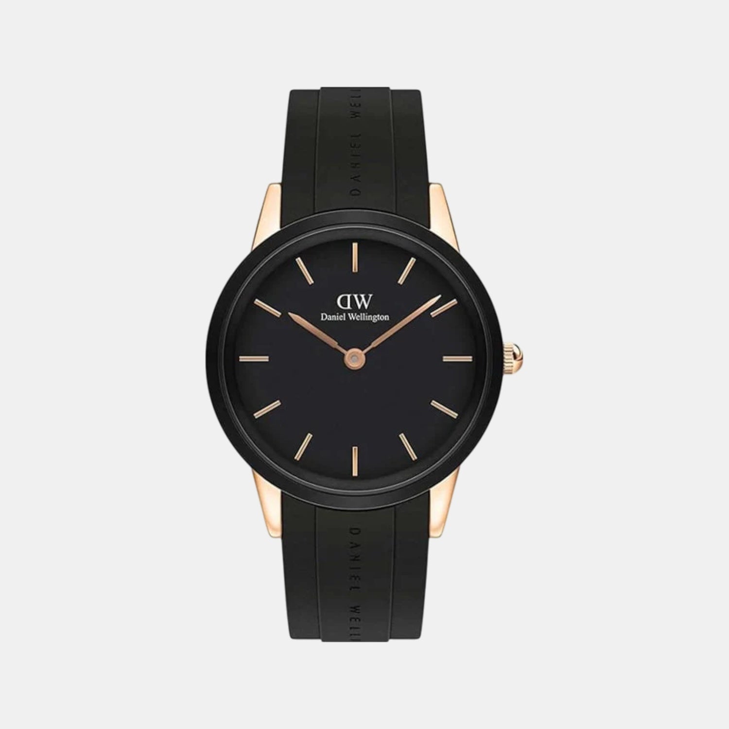 Iconic Men Quartz Black Dial Analog Rubber Watch DW00100425K