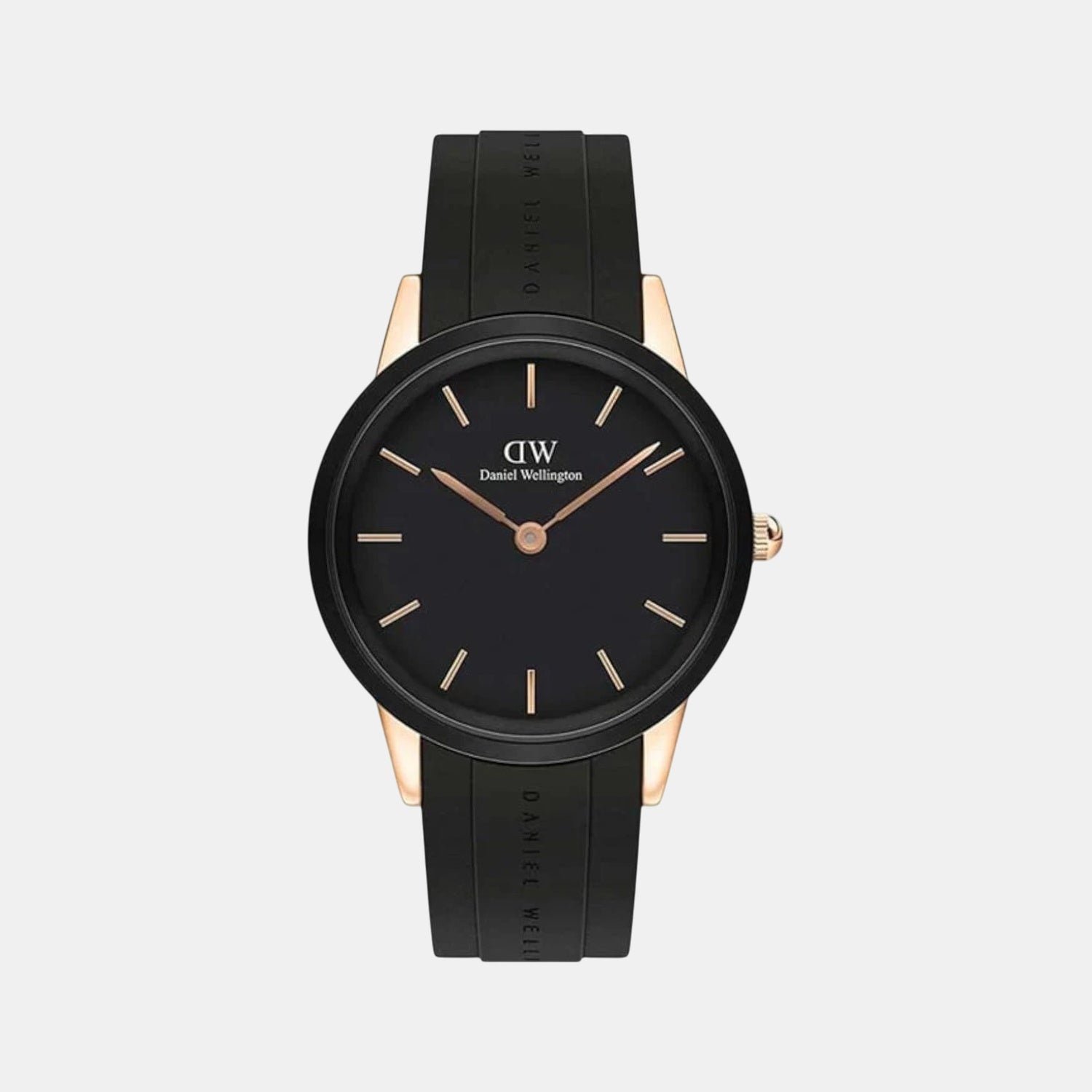 Iconic Men Quartz Black Dial Analog Rubber Watch DW00100425K