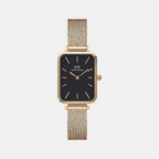 Quadro Women Quartz Black Dial Analog Stainless Steel Watch DW00100432