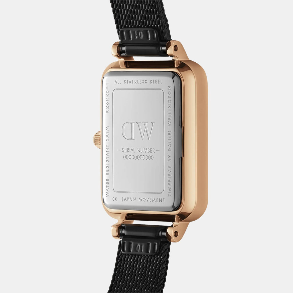 Quadro Women Quartz Black Dial Analog Stainless Steel Watch DW00100433K