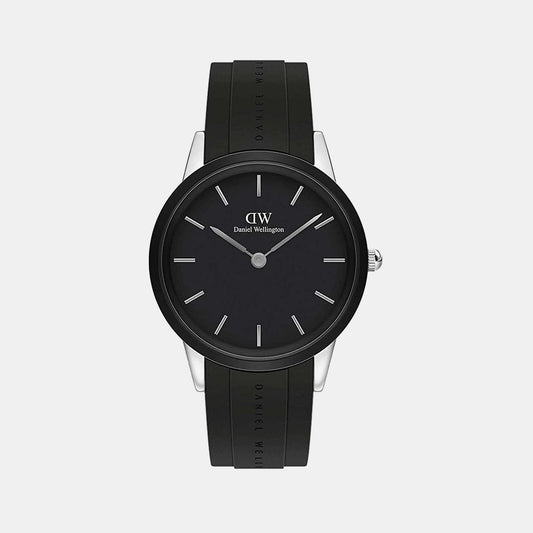 Iconic Male Black Analog Rubber Watch DW00100436