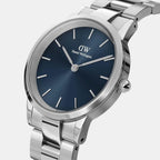 Iconic Men Quartz Blue Dial Analog Stainless Steel Watch DW00100448K