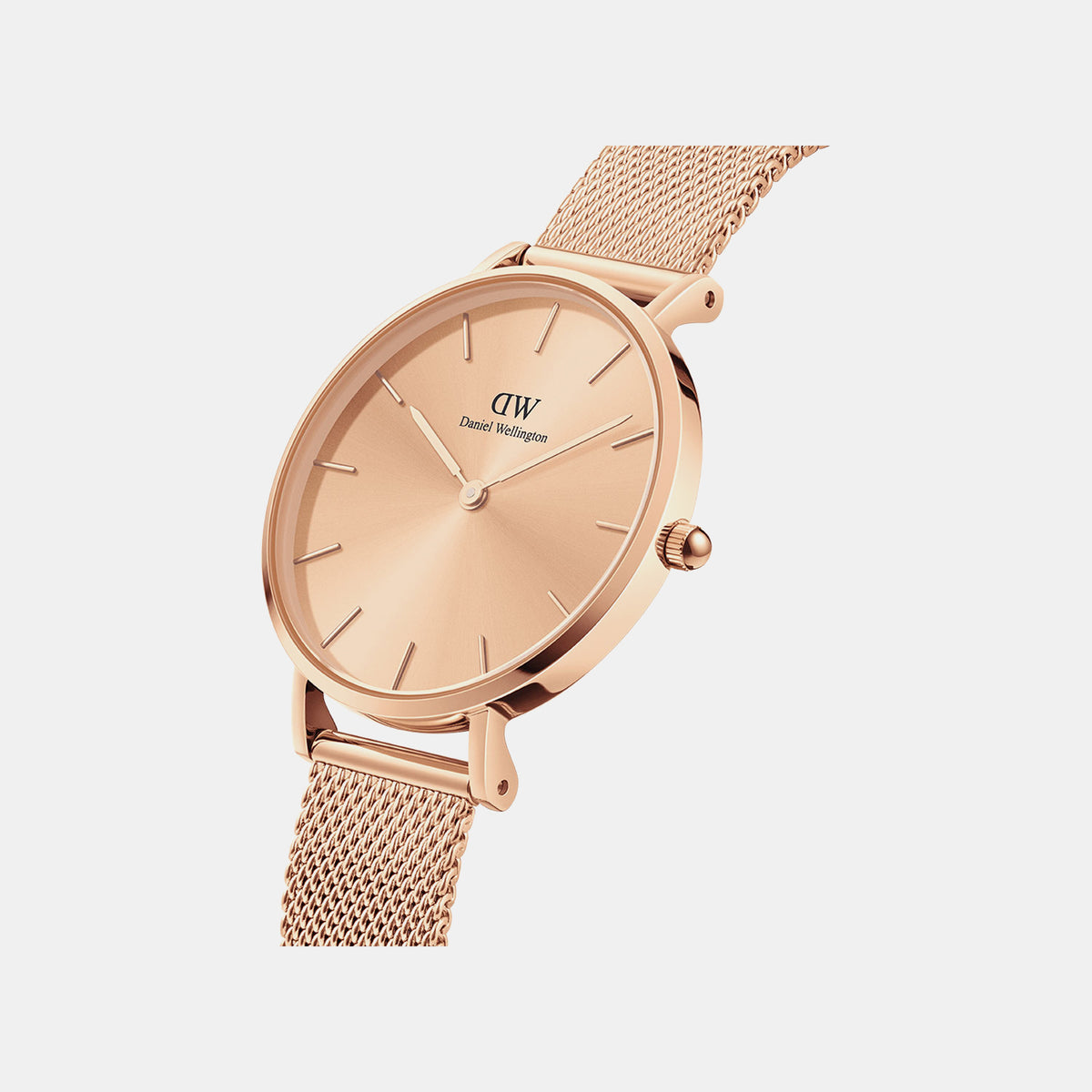 Petite Women Quartz Rose Gold Dial Analog Mesh Watch DW00100470K