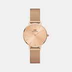 Petite Women Quartz Rose Gold Dial Analog Stainless Steel Watch DW00100471K