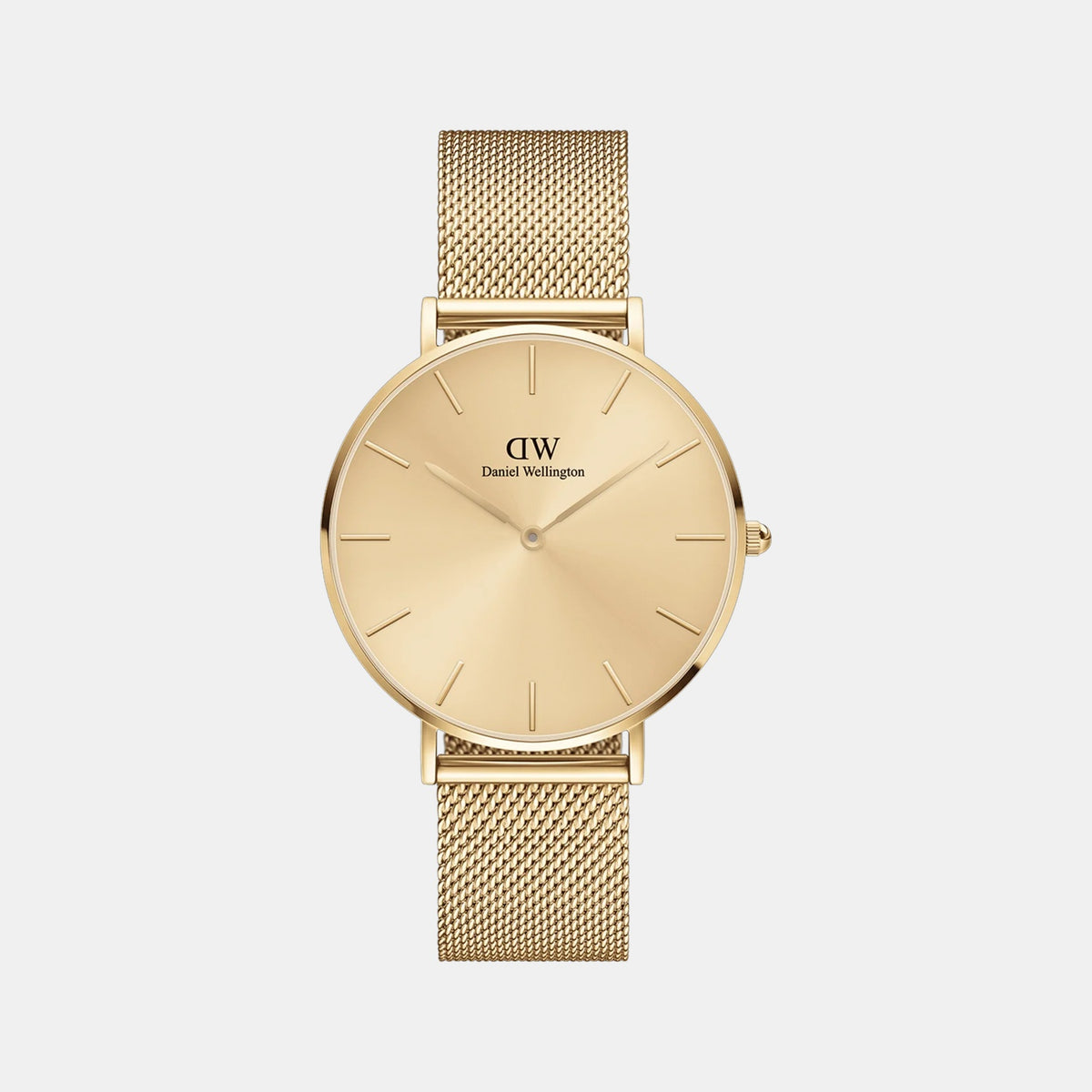 Petite Women Quartz Gold Dial Analog Mesh Watch DW00100473K