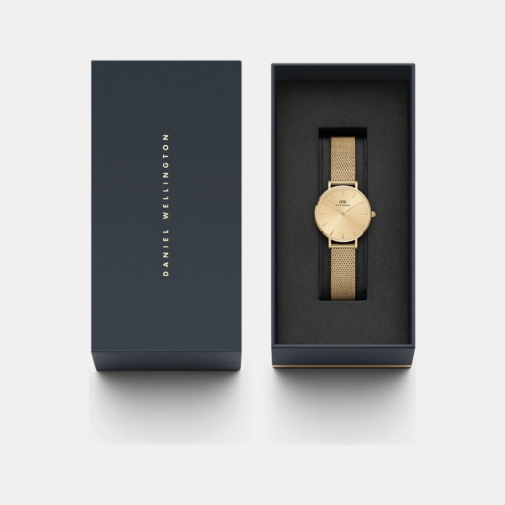 Petite Women Quartz Gold Dial Analog Stainless Steel Watch DW00100473