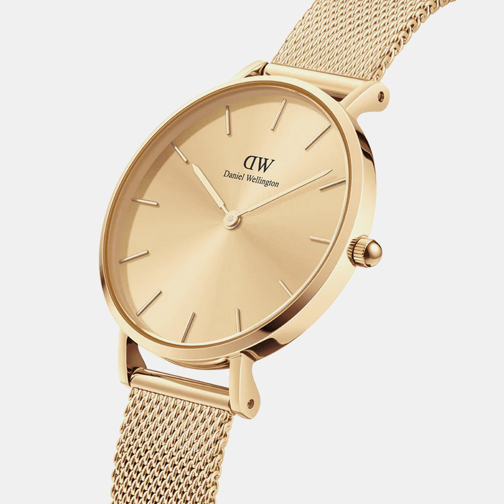Women Quartz Gold Dial Analog Mesh Watch DW00100473K