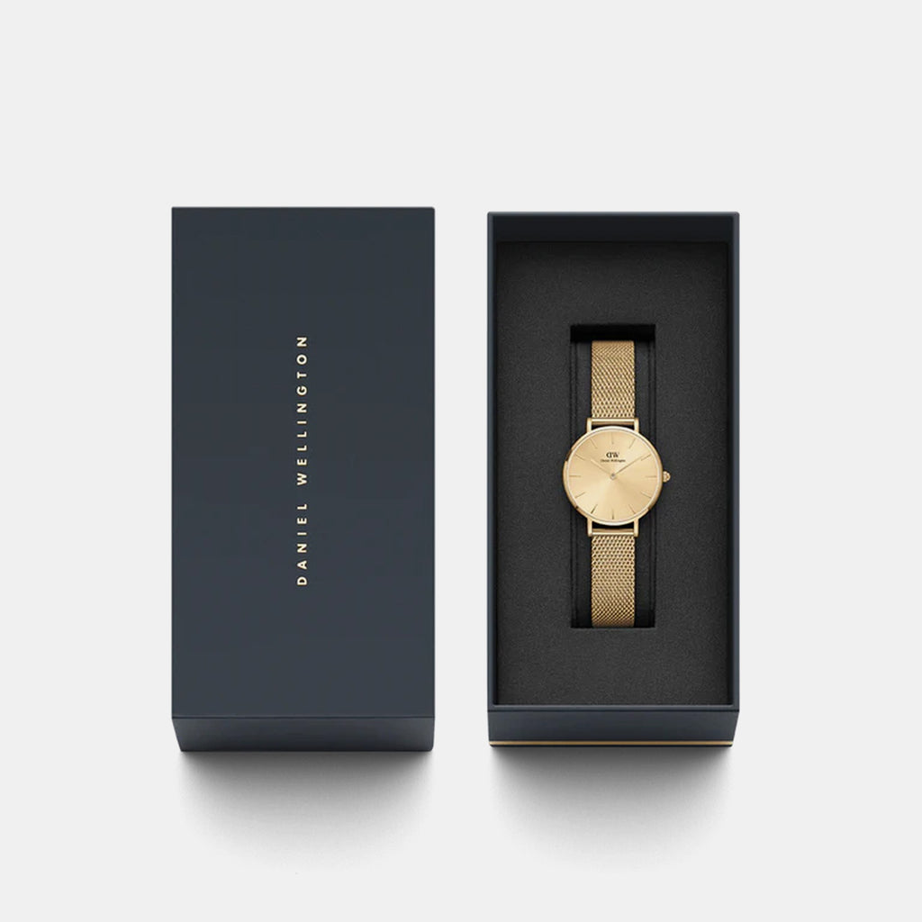 Women Quartz Gold Dial Analog Mesh Watch DW00100473K