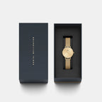 Women Quartz Gold Dial Analog Mesh Watch DW00100473K