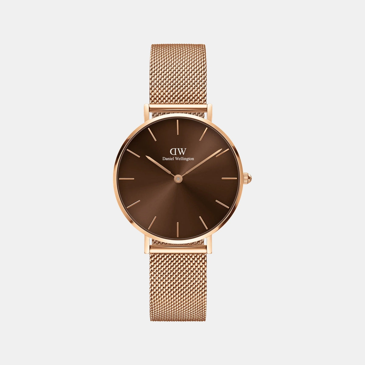 Petite Women Quartz Brown Dial Analog Mesh Watch DW00100477K