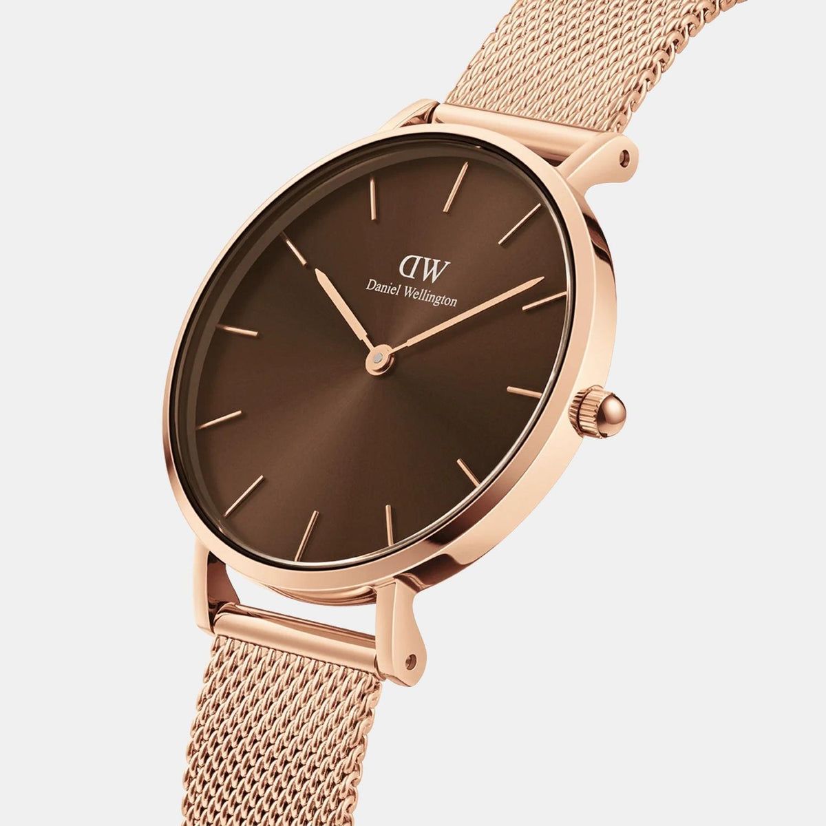 Petite Women Quartz Brown Dial Analog Mesh Watch DW00100477K