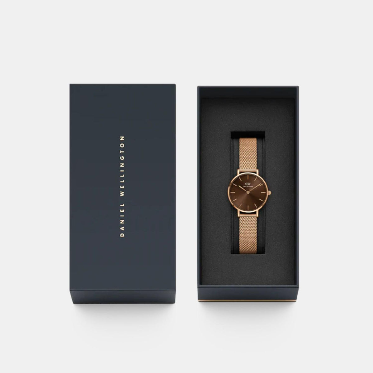 Petite Women Quartz Brown Dial Analog Mesh Watch DW00100477K