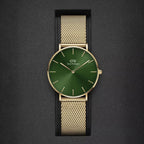 Women Quartz Green Dial Analog Mesh Watch DW00100481