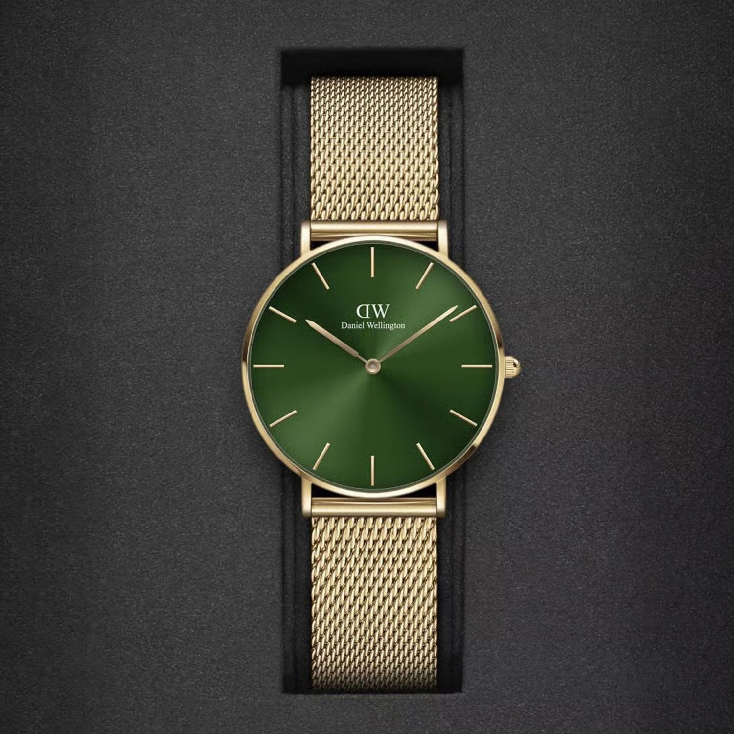 Women Quartz Green Dial Analog Mesh Watch DW00100481