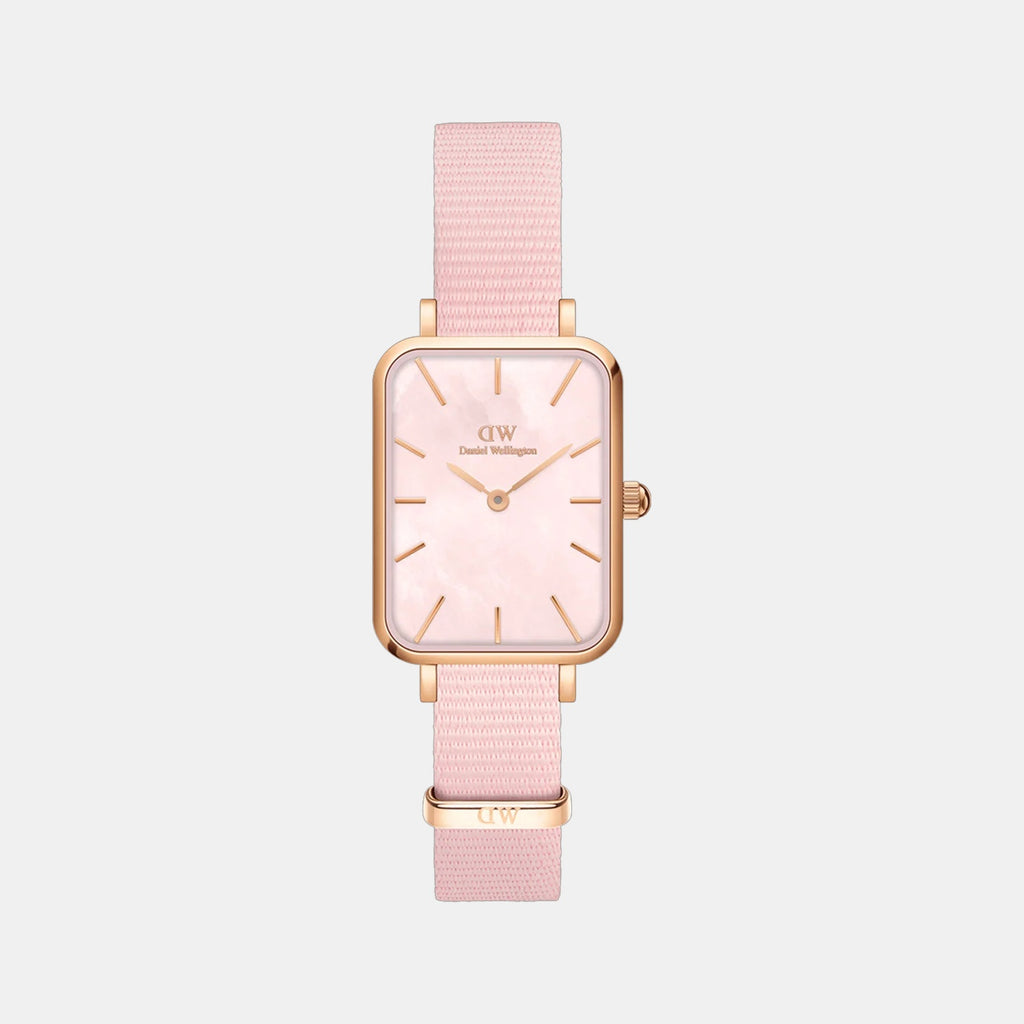 Quadro Women Quartz Mother of Pearl Pink Dial Analog Stainless Steel Watch DW00100509